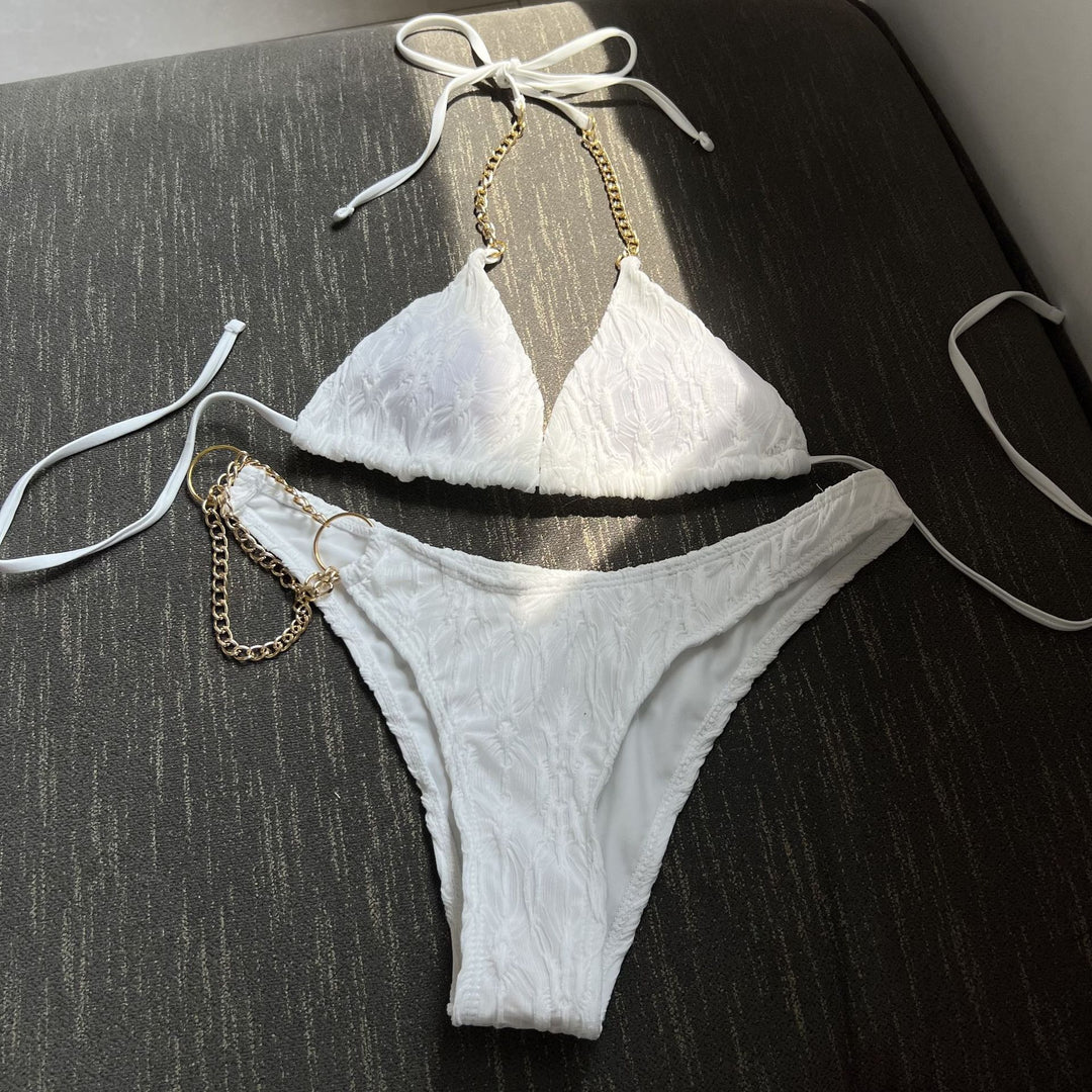 Damen Triangel-Bikini mit modischen Kettenakzenten EB