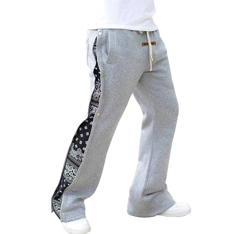 Herren lässige Freizeithose mit Seitenknopf und Bandana-Muster EB