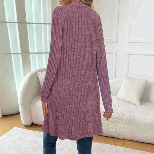 Damen Strickcardigan mit feinem Rippdesign und praktischen Taschen EB