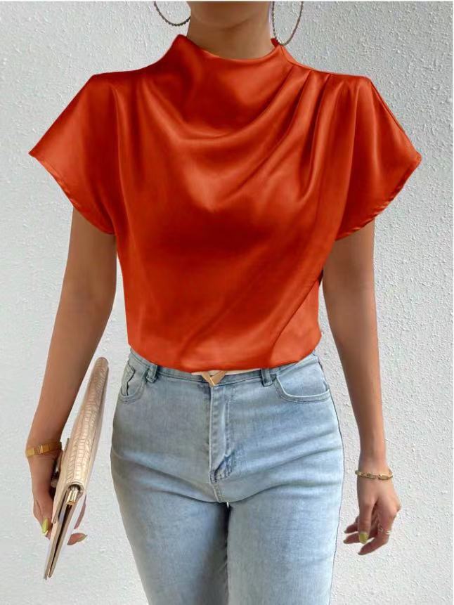 Damen ierte Bluse mit elegantem Stehkragen EB