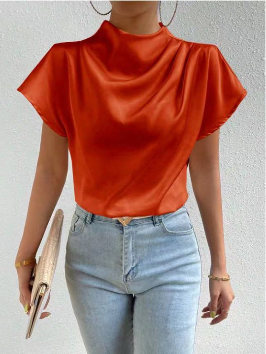 Damen ierte Bluse mit elegantem Stehkragen EB