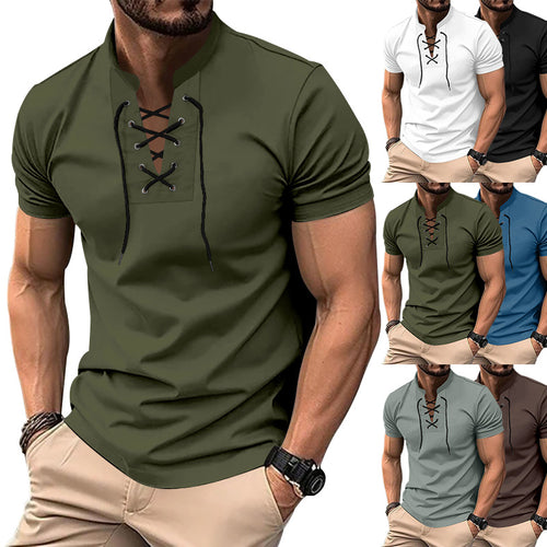 Herren lässiges Poloshirt mit Schnürung EB