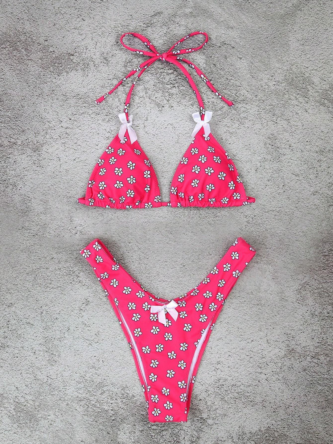 Damen Triangel-Bikini mit verspielten Blumenmotiven EB