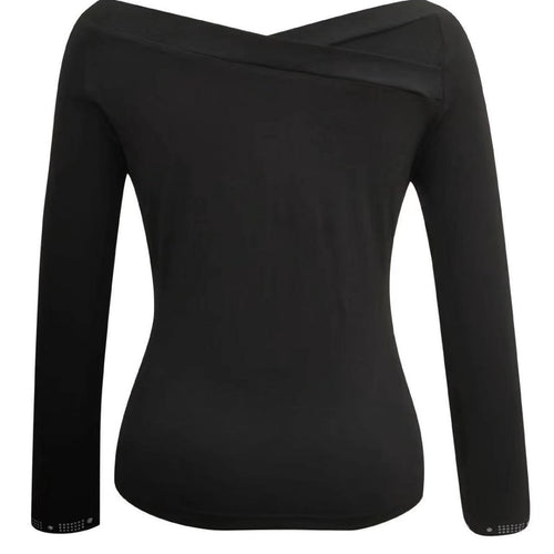 Damen Elegantes Oberteil mit schulterfreiem Design und funkelnden Strassdetails EB