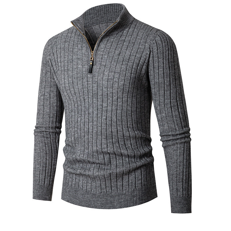 Herren Strickpullover mit hohem Kragen und Reißverschluss EB