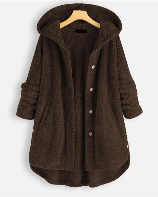 EB | Abgerundeter Saum Kapuzen Sweatshirtjacke