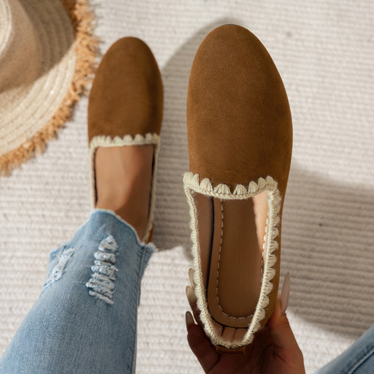 Damen Faltbare Clogs mit dekorativem Rüschensaum EB