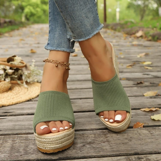 Damen Wedge-Sandaletten mit weichem Obermaterial und bequemer Sohle EB