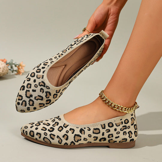 Damen Ballerinas mit elegantem Leopardenmuster und weichem Fußbett EB