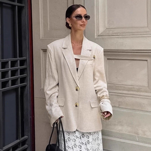 Damen Eleganter Oversized Blazer mit einzigartigem Detail EB