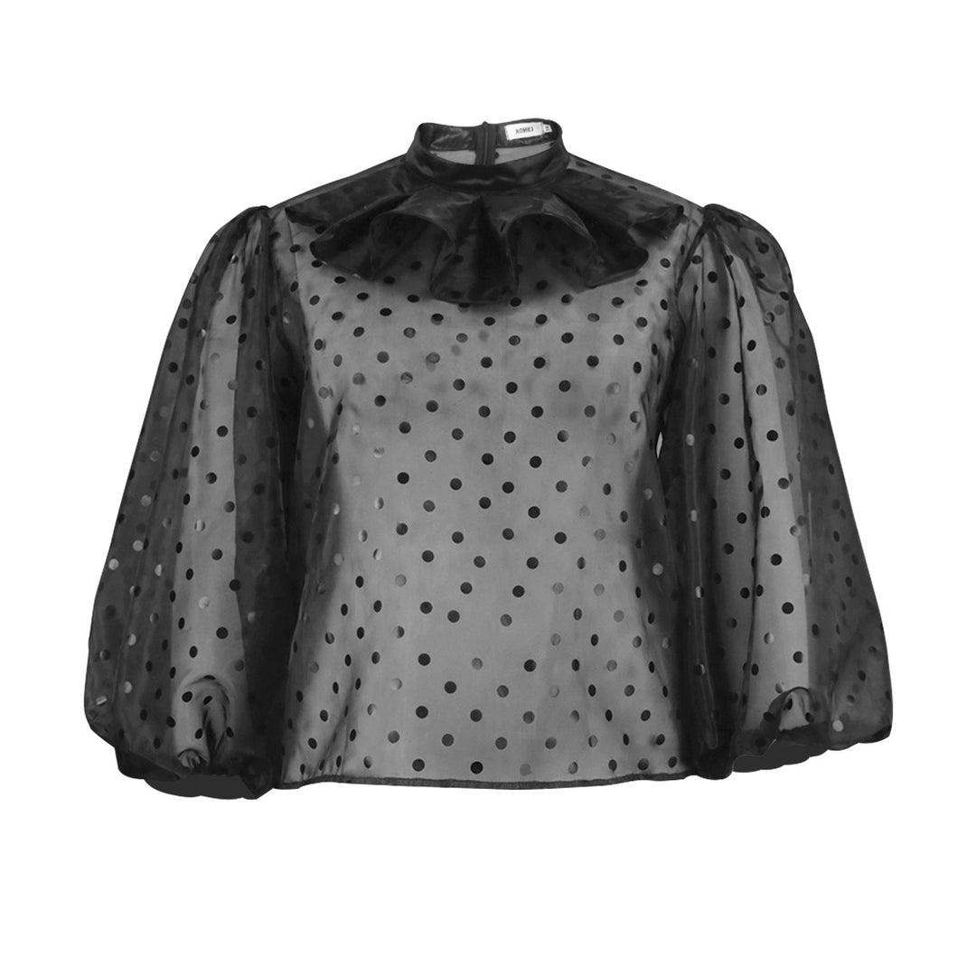 Damen Bluse mit voluminösen Puffärmeln und Polka-Dots EB