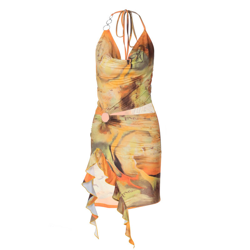 Damen Elegantes Wickelkleid mit raffiniertem Wasserdesign EB