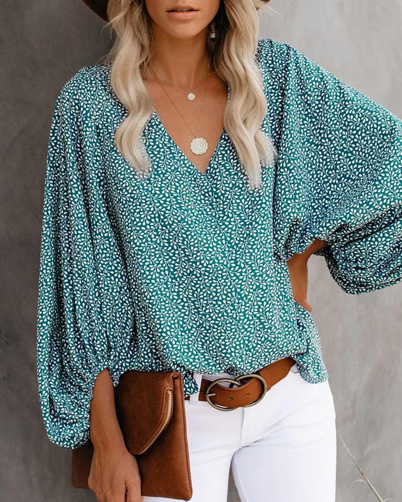 Damen Bluse mit weiten Ärmeln und floralem Muster EB