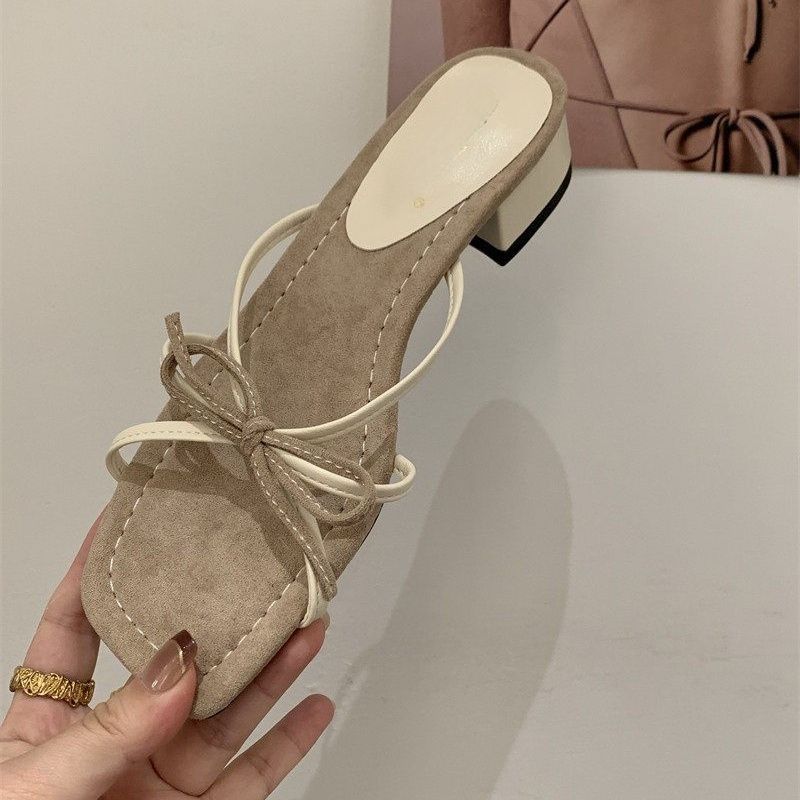 Damen Sandaletten mit eleganten Riemen und dekorativem Schleifendesign EB