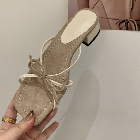 Damen Sandaletten mit eleganten Riemen und dekorativem Schleifendesign EB