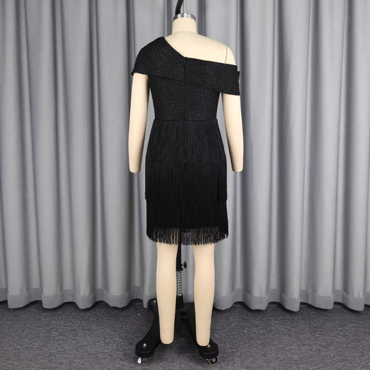 Damen glamouröses Abendkleid mit Rüschen und Fransen EB