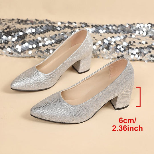 Damen Glamouröse Blockabsatz-Pumps EB