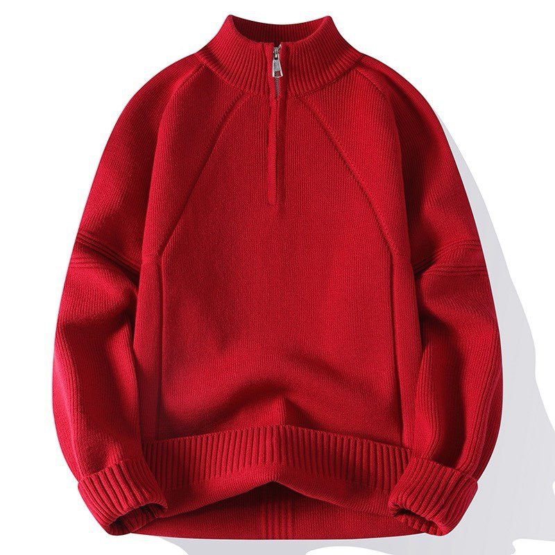 Herren Strickpullover mit hohem Kragen und Reißverschluss EB