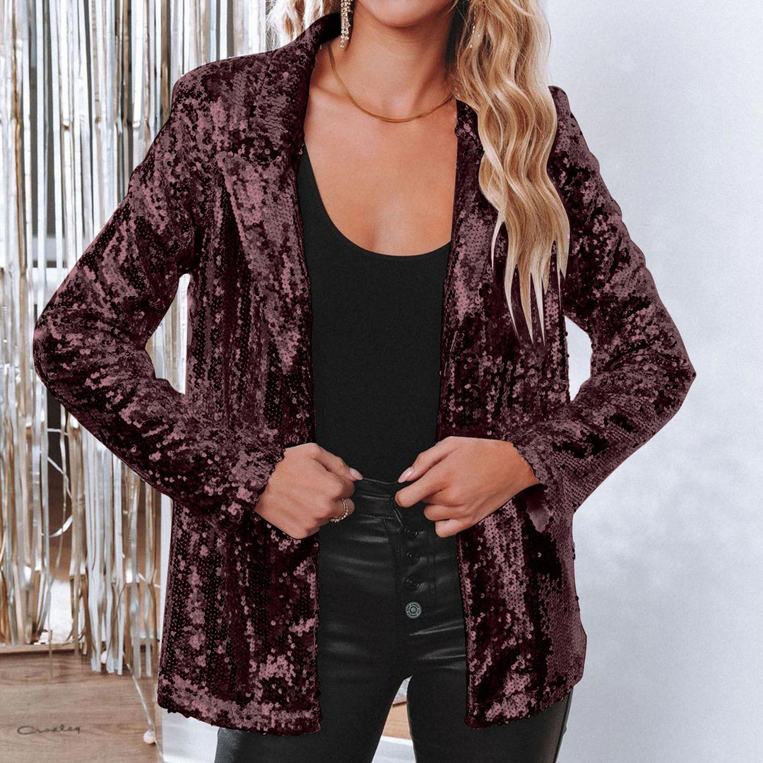 Damen Paillettenjacke mit weitem Schnitt und eleganten Details EB
