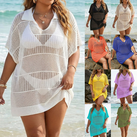 Damen transparentes Häkel-Strandkleid EB