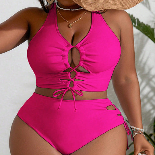 Damen Bikini-Set mit verspieltem Schnitt und dekorativen Schnürdetails EB