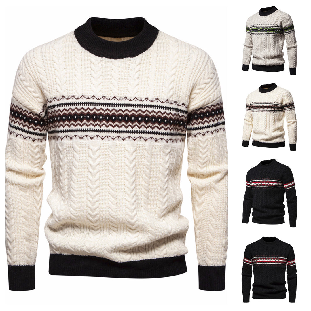 Herren Strickpullover mit innovativem Zopfmuster und stilvollen Akzenten EB