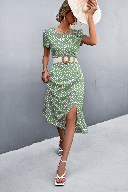 Damen Midikleid mit asymmetrischem Schnitt und dekorativem Gürtel EB