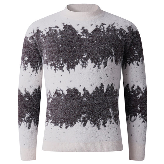 Damen kreativer Strickpullover mit hohem Kragen und einzigartigem Muster EB