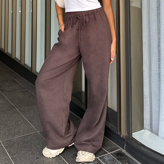 Damen weite Sommerhose mit verstellbarem Bund und praktischen Seitentaschen EB