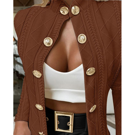 Damen Elegante und modische Strickjacke mit dekorativen Knöpfen EB