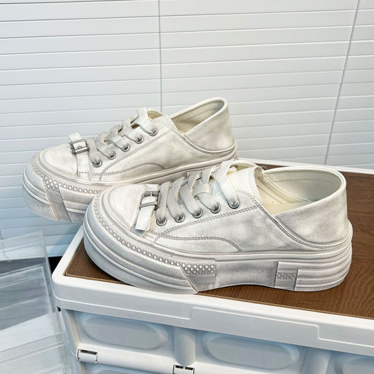 Damen modische Sneakers mit stabiler Plateau-Sohle und praktischem Schnürsystem EB