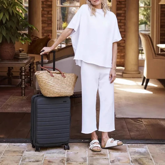 Damen lässiges Lounge-Set mit weit geschnittenem Oberteil und bequemen Hosen EB