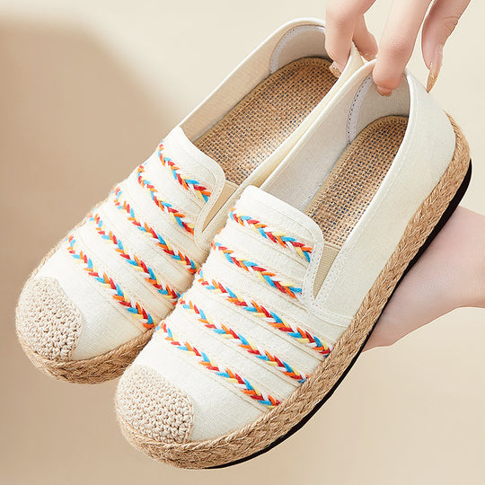 Damen Slip-On Espadrilles mit buntem Bänderdesign EB