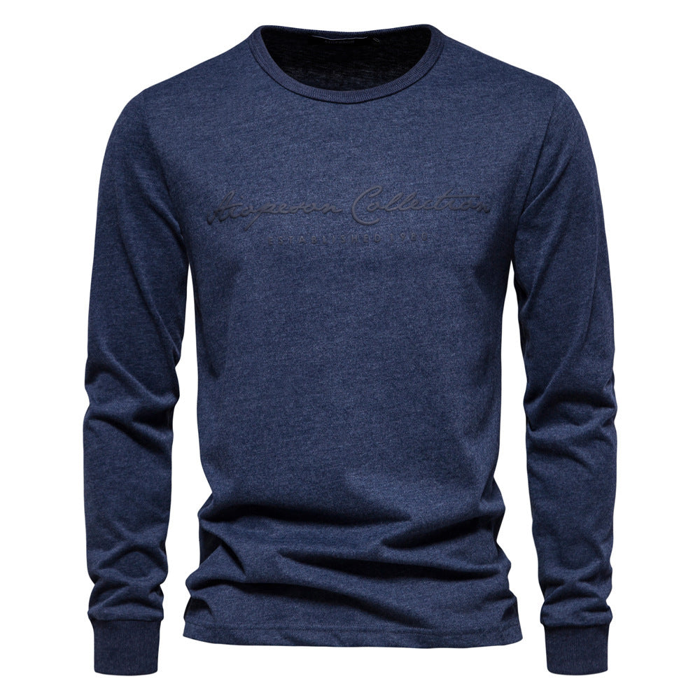 Herren nan minimalistisches Rundhals-Sweatshirt aus Baumwollmischung mit gerippten Bündchen EB