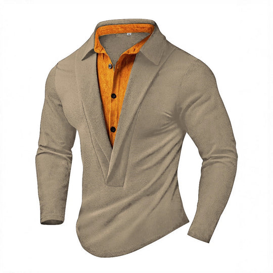 Herren Elegantes Langarmhemd mit modernem Kragen und texturiertem Design EB