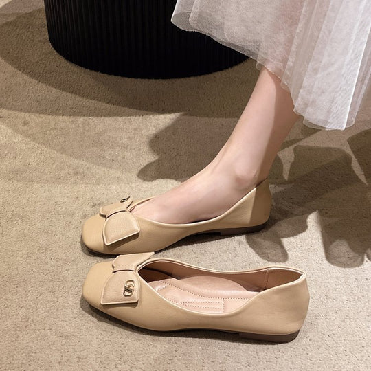 Damen elegante Ballerinas mit perlmuttfarbenem Akzent EB
