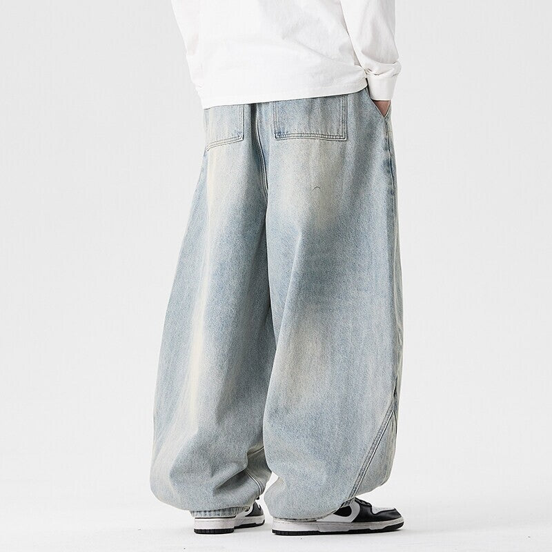 Herren nan extraweite Baggy-Jeans mit tiefem Schritt, relaxed Low-Crotch Schnitt und weitem Saum EB
