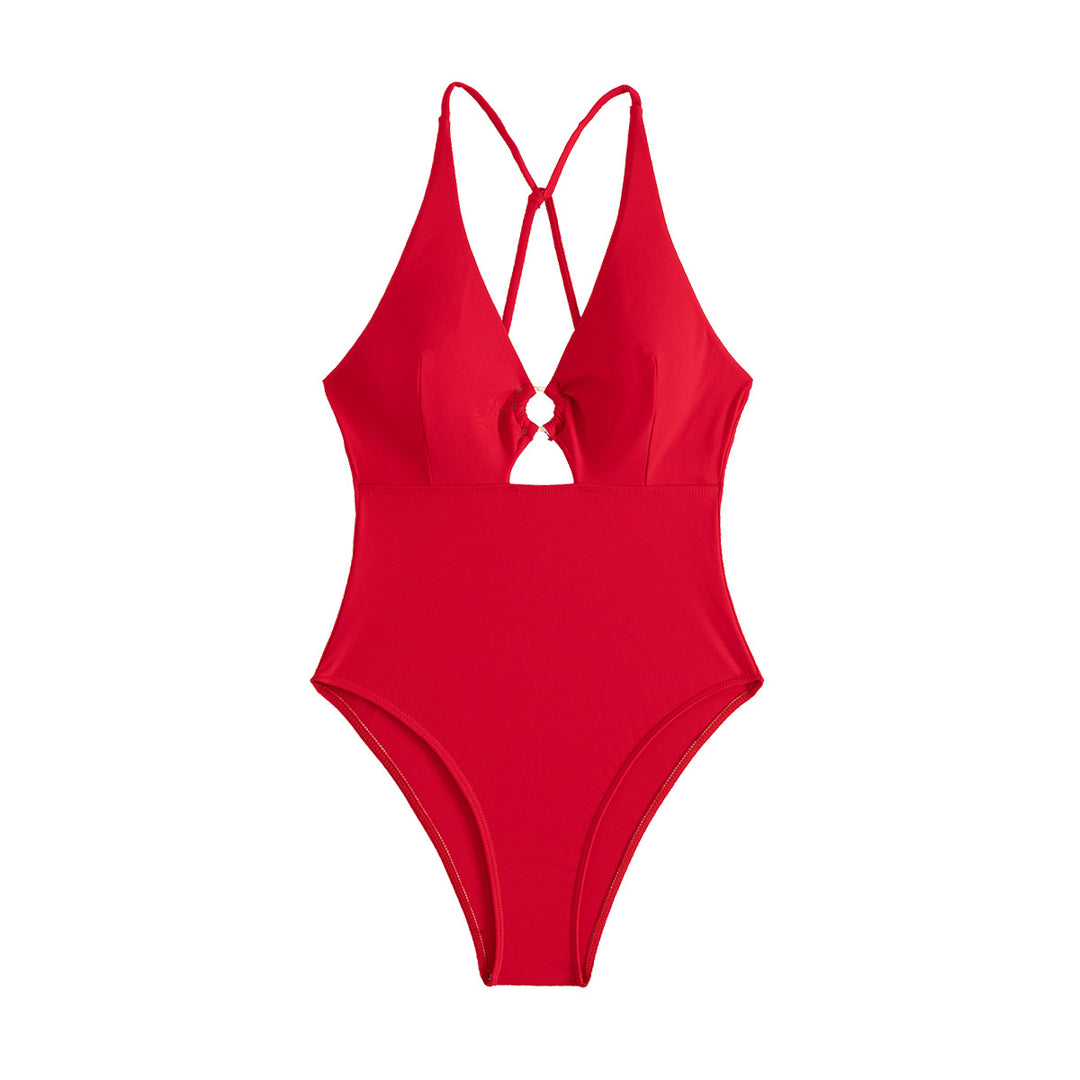 Damen Einteiler Badeanzug mit schickem Cut-Out EB