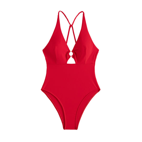 Damen Einteiler Badeanzug mit schickem Cut-Out EB
