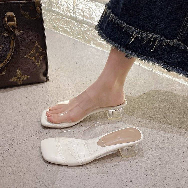 Damen Modische Mules mit blockiertem Absatz und komfortablem Fußbett EB