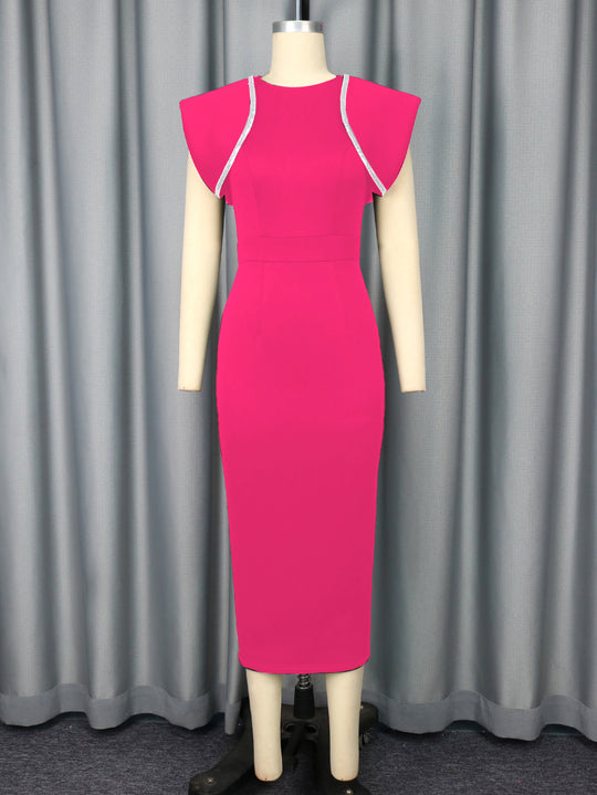 Damen figurbetontes Kleid mit dekorativen Rüschenträgern EB