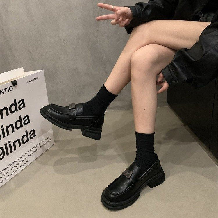 Damen elegante Loafers mit modischen Schnallenverzierungen EB