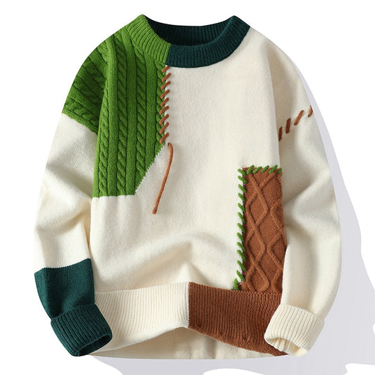 Unisex nan strukturierter Oversize-Strickpullover mit Zopfmuster und dekorativer Steppnaht EB