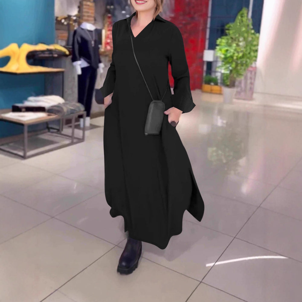 Damen lässiges Hemdkleid mit innovativem seitlichem Schlitz EB
