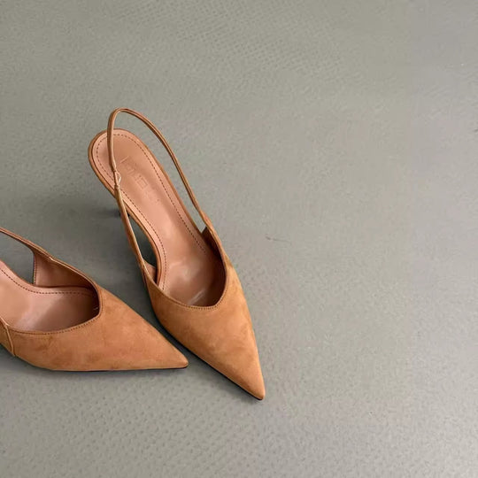 Damen Slingback-Pumps aus Wildleder mit eleganter Spitzform EB