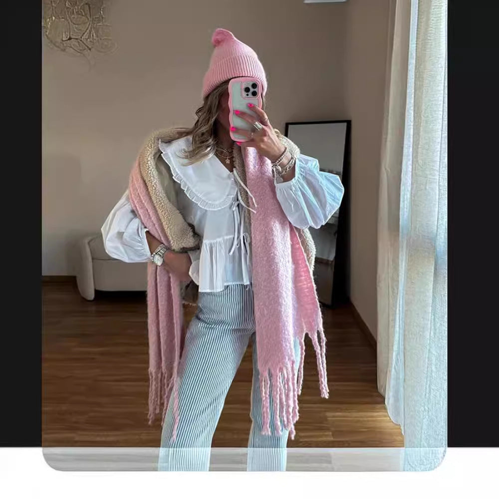 Damen Bluse mit Rüschendetails und tailliertem Schnitt EB