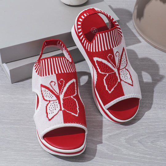 Damen Schnürsandalen mit dekorativem Schmetterlingsdesign und rutschfester Sohle EB