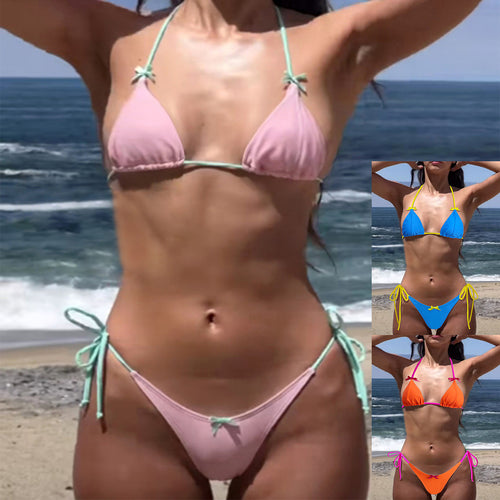 Damen Triangel-Bikini mit verstellbaren Schnürungen EB