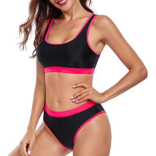 Damen Sportliches Bikini-Set mit kontrastierendem Bund EB