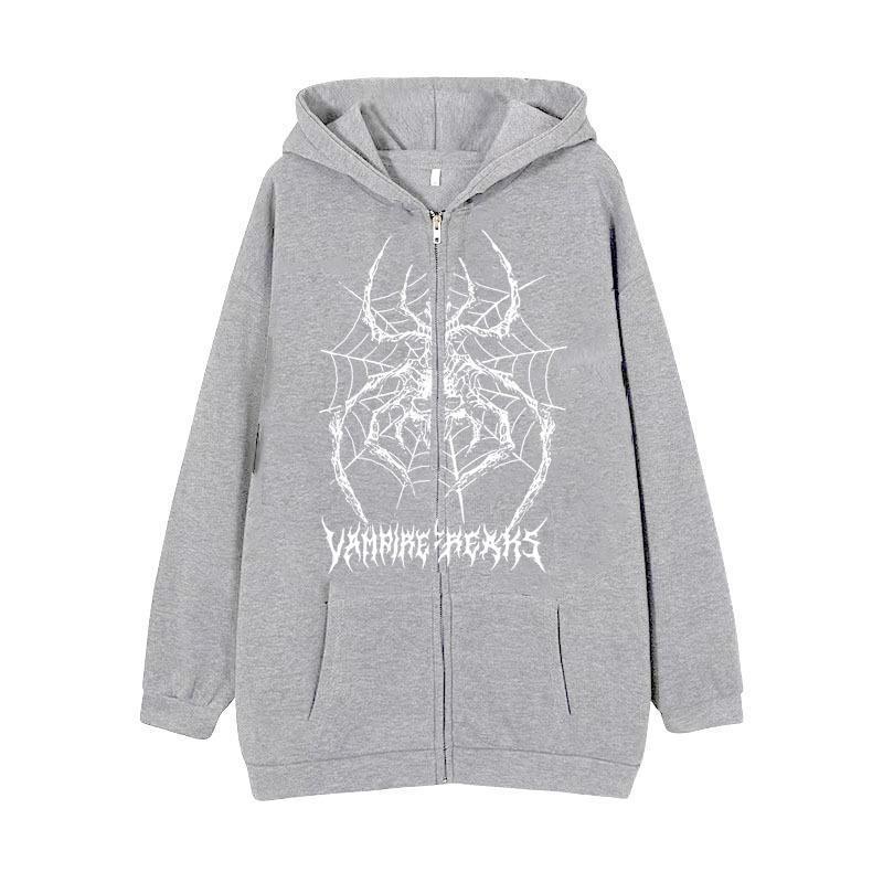 Damen Langarm Kapuzenjacke mit detailreichem Spinnenmotiv EB